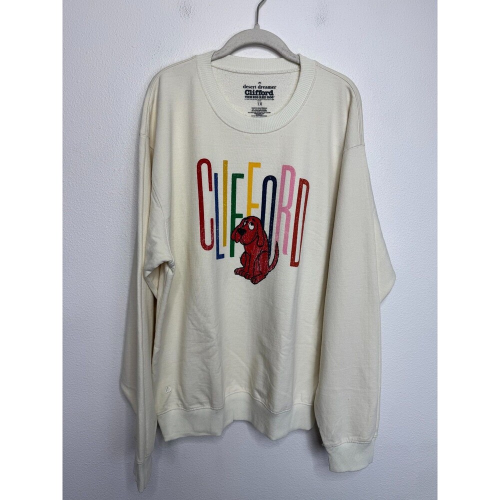 Urban Outfitters 1X Desert Dreamer Clifford The Big Red Dog Sweatshirt Cream NWT